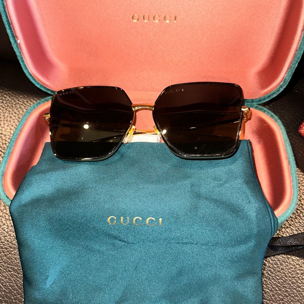 Gucci GG0061S Gold and Black Sunglasses